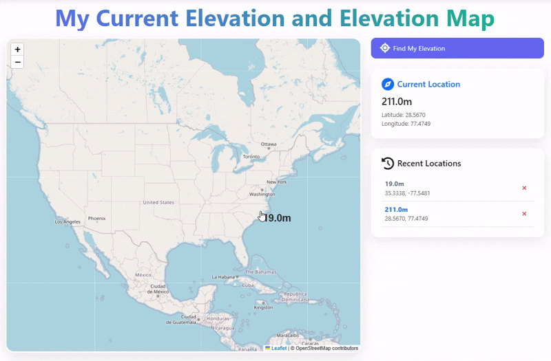 User clicking on map to check elevation of selected location