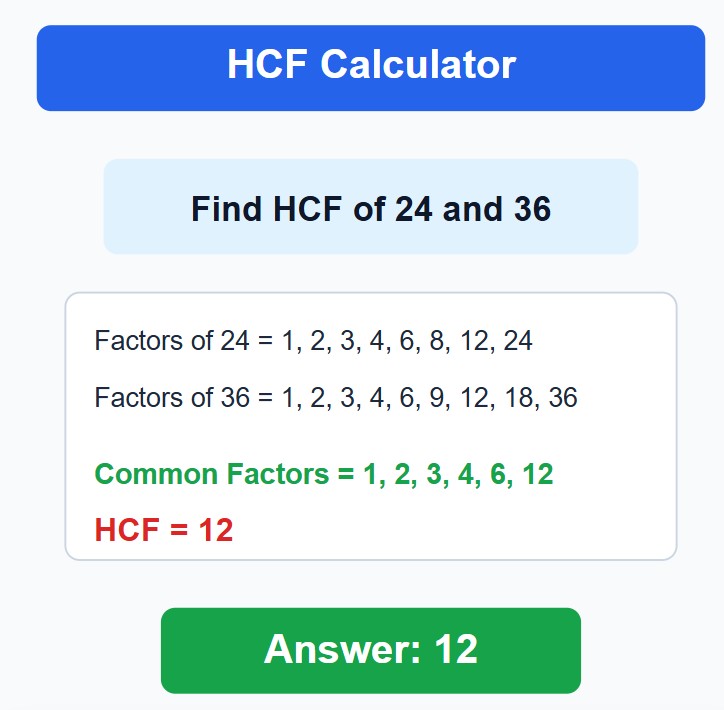 HCF Calculator - Find Highest Common Factor Instantly